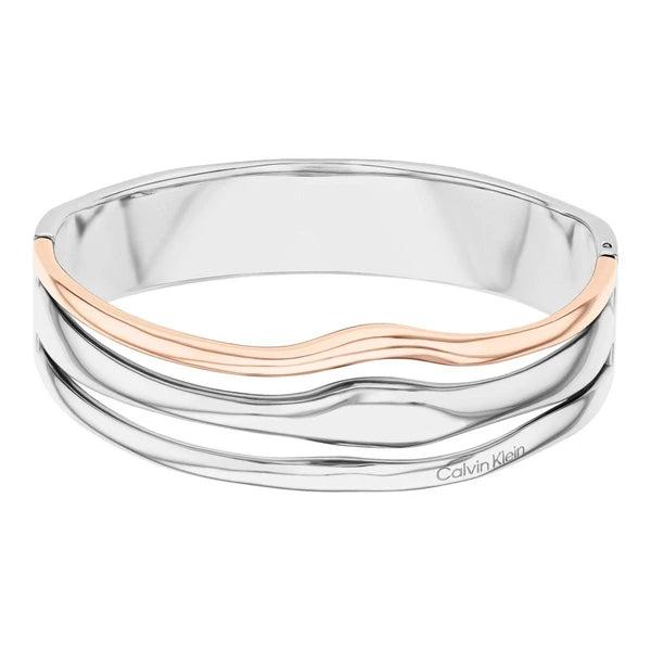 BRACELET CALVIN KLEIN WAVY SCULPTURAL ACIER BICOLORE ROSE