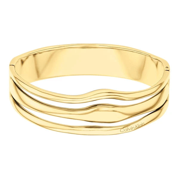 BRACELET CALVIN KLEIN WAVY SCULPTURAL ACIER DORE OR JAUNE