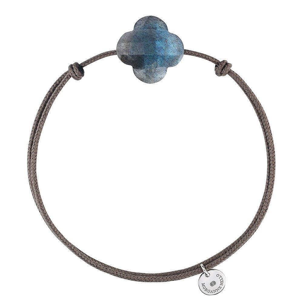 BRACELET FRIANDISE CORDON TAUPE COUSSIN LABRADORITE