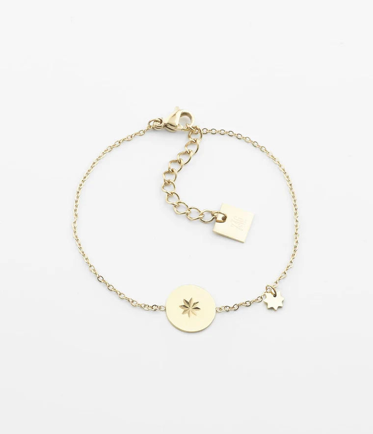 Bracelet Zag Bijoux El Paso – Acier doré à l’or fin, médaille & pampille
