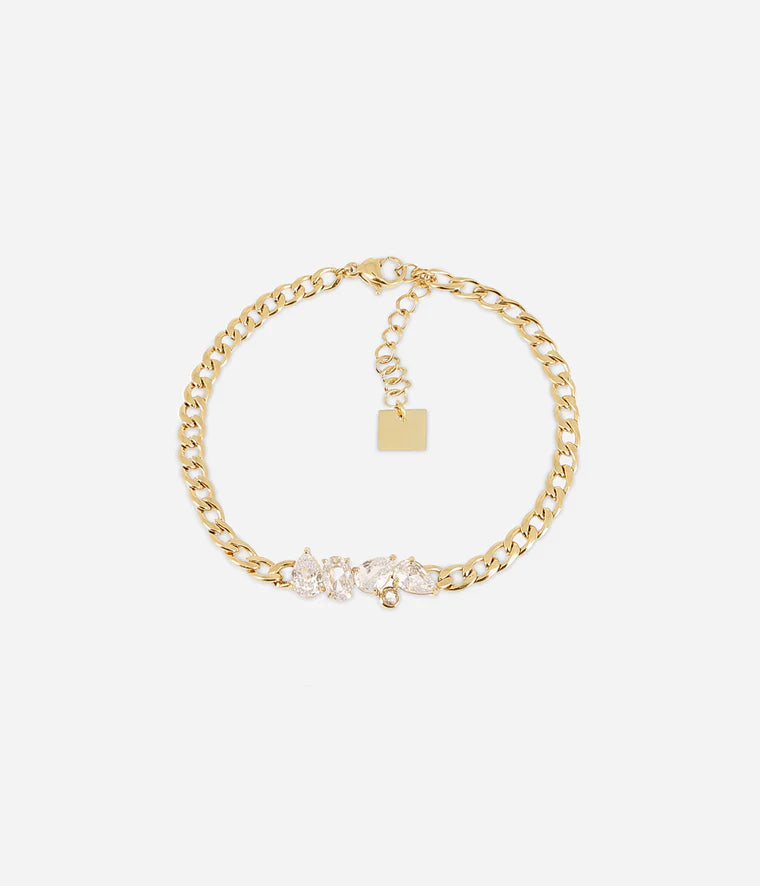 Bracelet Cosia Zag Bijoux – Acier doré serti de zirconiums goutte