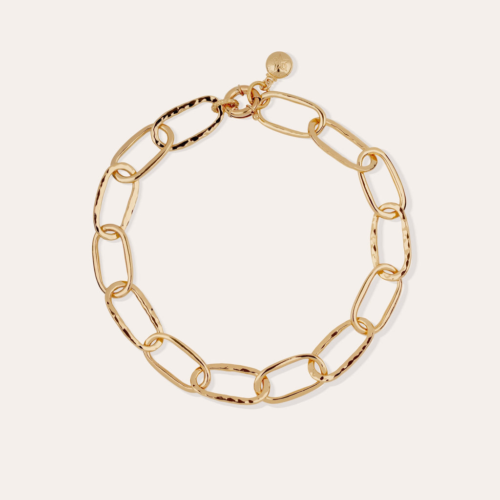 Gas Bijoux collier maille ovale grand modèle doré