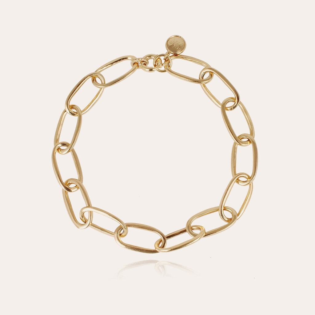 Gas Bijoux collier maille ovale grand modèle doré