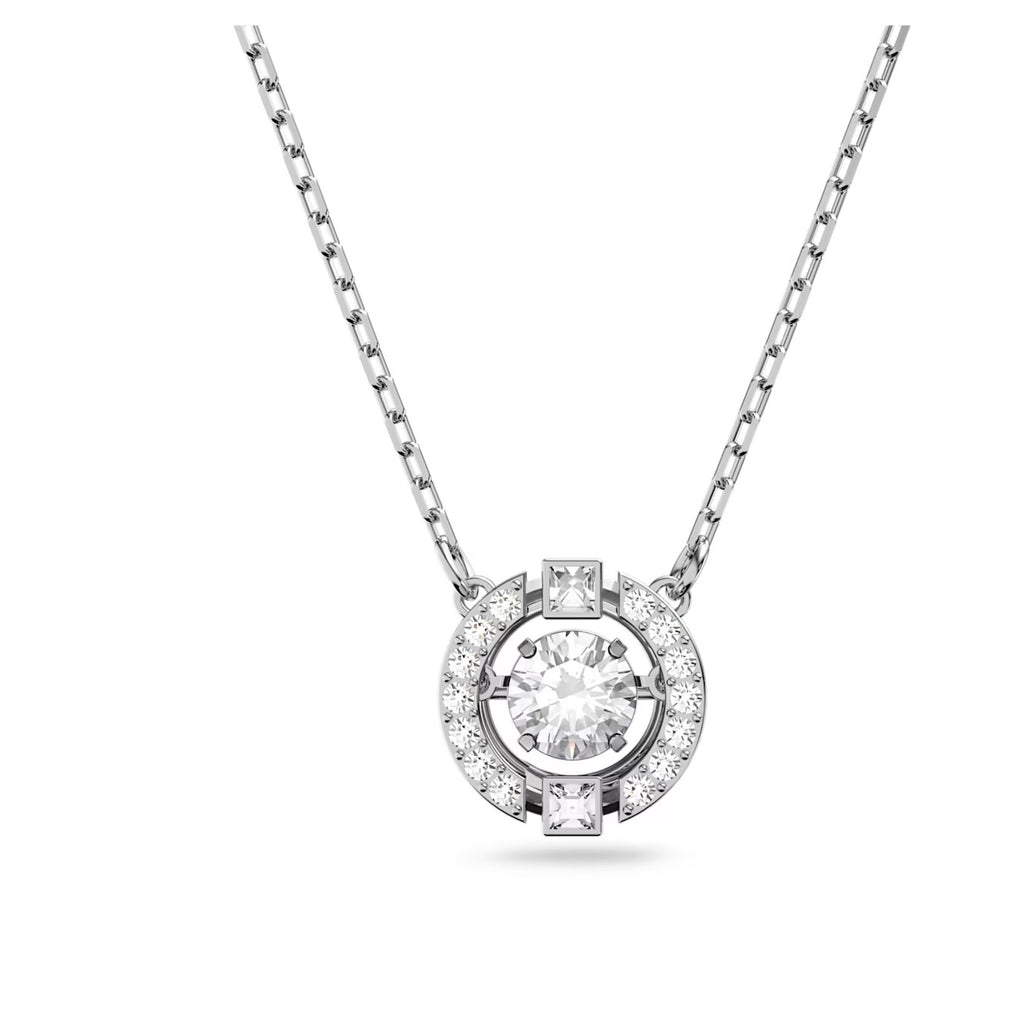 Collier Swarovski Sparkling Dance – Cristaux ronds, Blanc, Métal rhodié