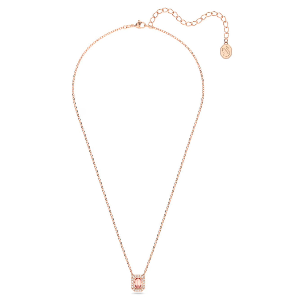 Collier Swarovski Una – Taille Octogonale, Rose, Placage Or Rose 18 Carats
