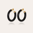 GAS BIJOUX BOUCLES D'OREILLES CREOLES CAFTAN PETIT MODELE ACETATE DOREES - NOIR