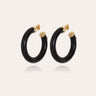 GAS BIJOUX BOUCLES D'OREILLES CREOLES CAFTAN PETIT MODELE ACETATE DOREES - NOIR
