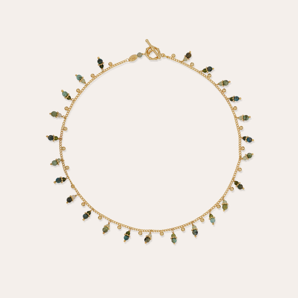 Gas Bijoux collier Tangerine doré - apatite bleue & turquoise