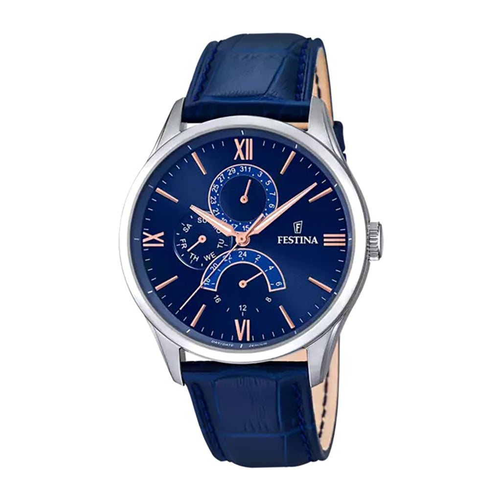 MONTRE FESTINA RETRO HOMME F16823/3 BLEU BRACELET CUIR