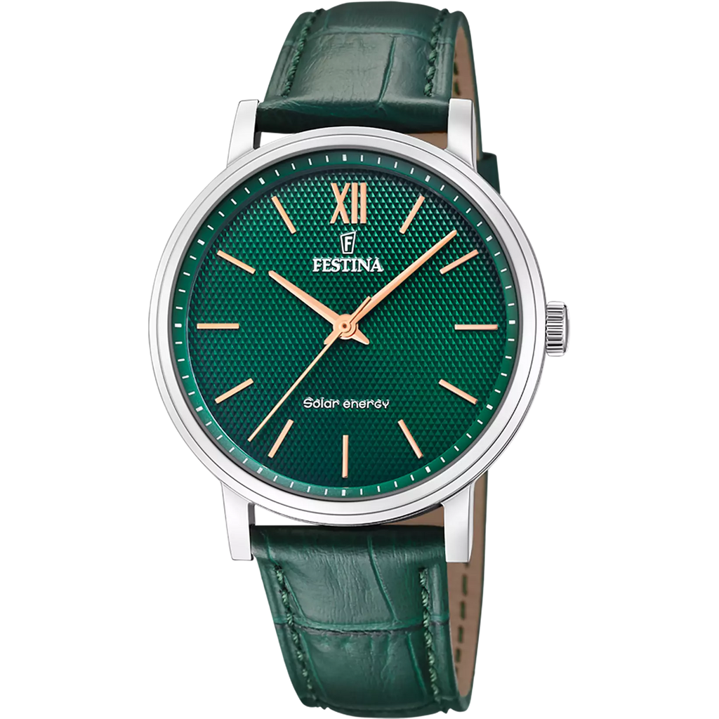 Montre Festina Homme F20660/5 Solar Energy – Cadran vert & bracelet cuir
