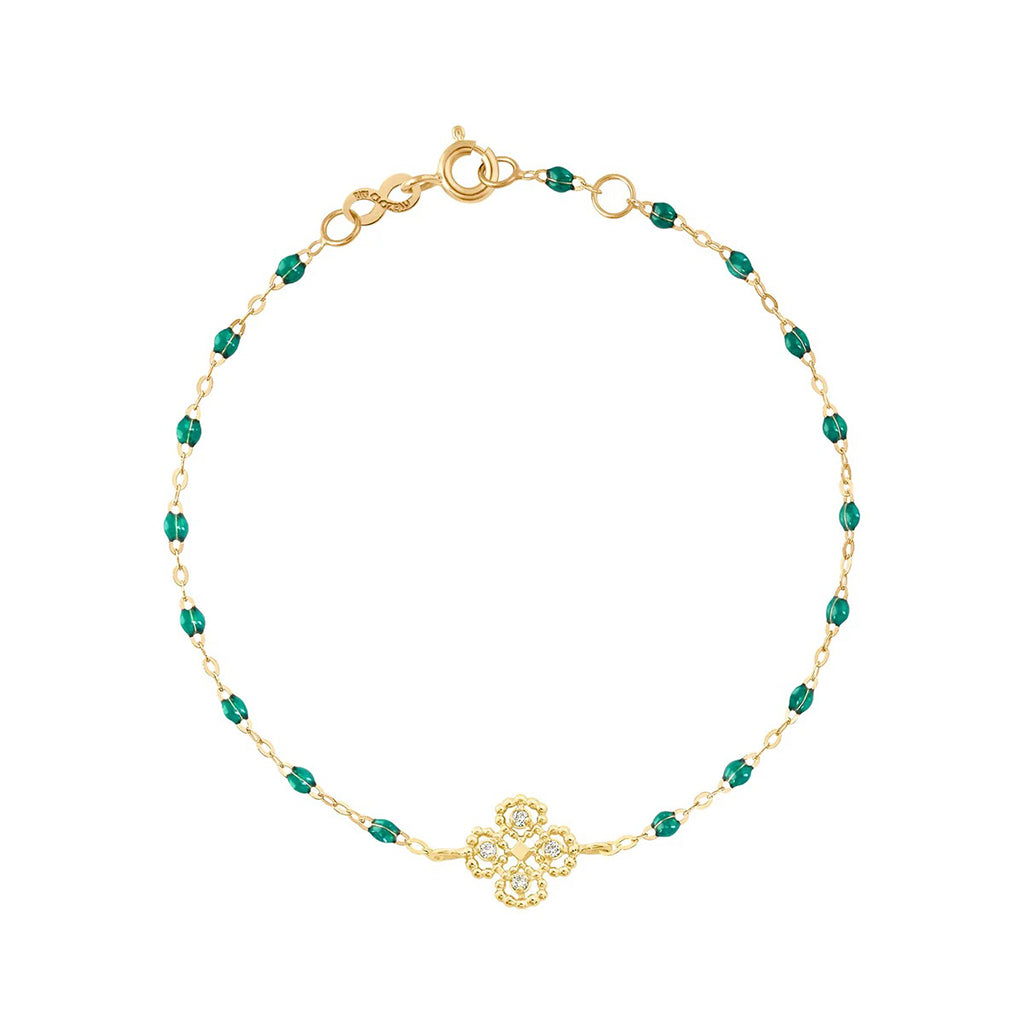 Bracelet Gigi Clozeau or jaune lucky trèfle diamants émeraude