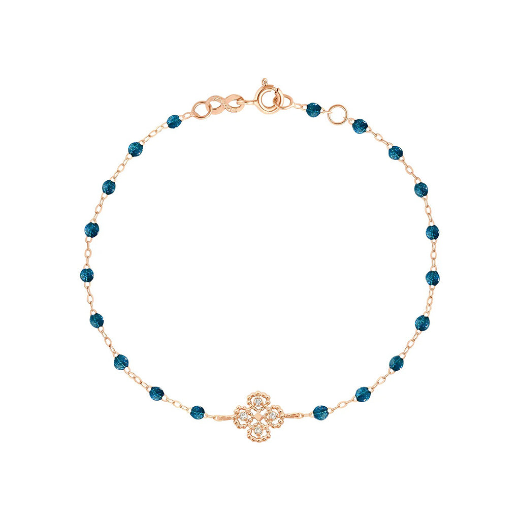 Bracelet Gigi Clozeau or rose lucky trèfle diamant résine jungle