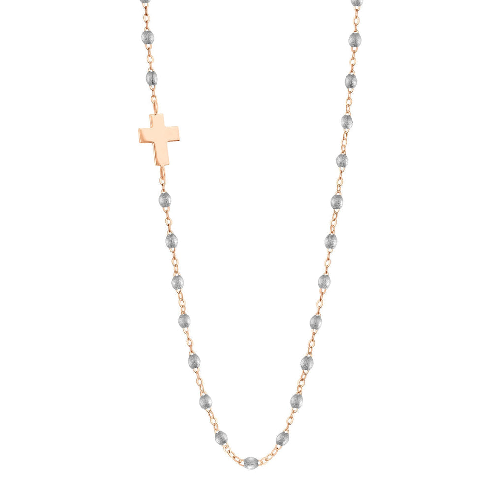 Collier Gigi Clozeau Or Rose Croix résine Argent