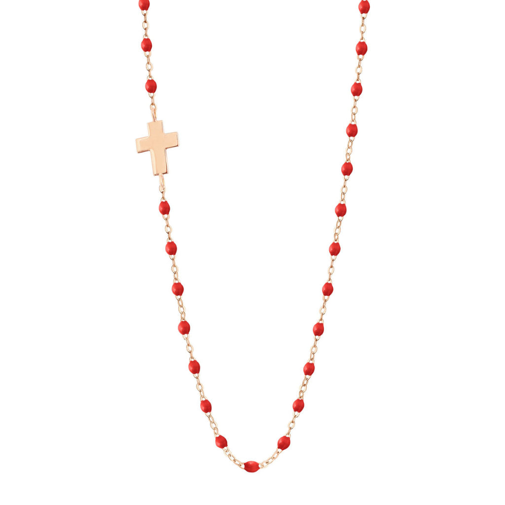 Collier Gigi Clozeau Or Rose Croix résine Coquelicot