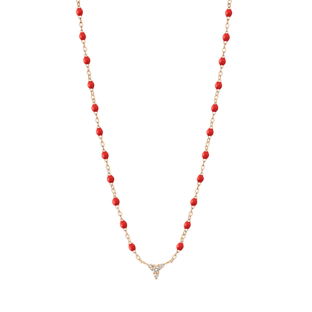 Collier Gigi Clozeau Petit Cosmos Or Rose Diamants résine Coquelicot