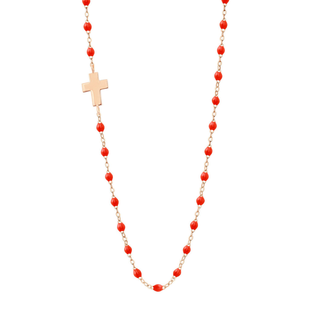 Collier Gigi Clozeau Or Rose Croix résine Corail