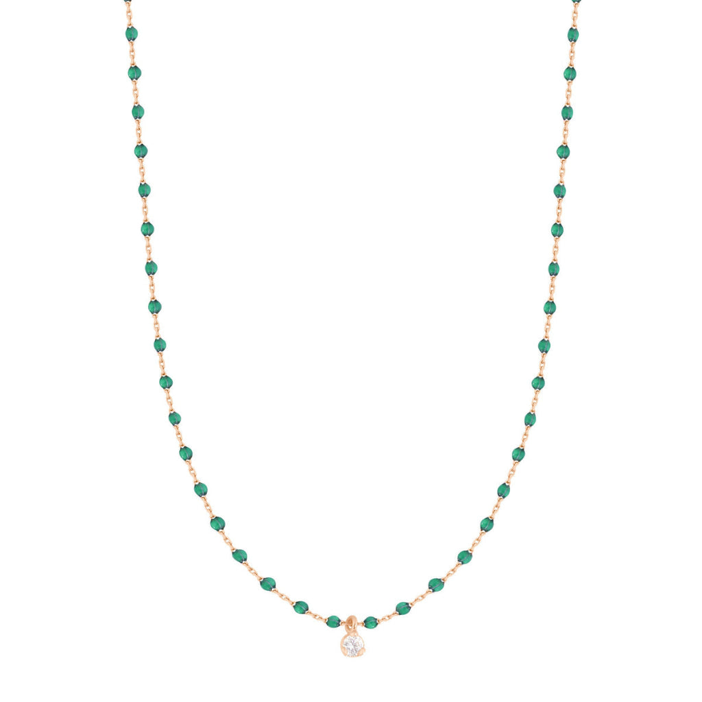 Collier mini Gigi Clozeau or rose 1 diamant résine Emeraude