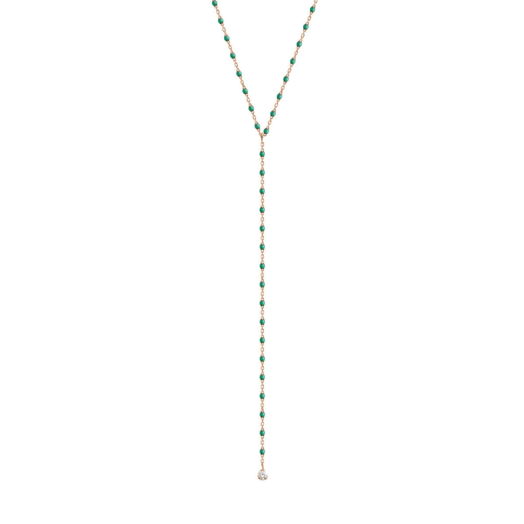 Collier Gigi Clozeau mini party or rose, perles de résine Emeraude et diamant