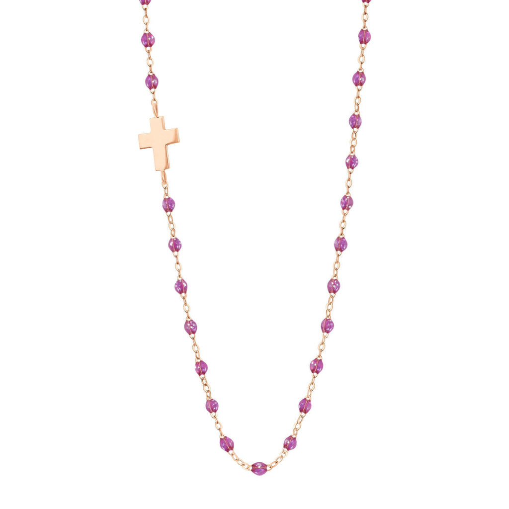 Collier Gigi Clozeau Or Rose Croix résine Galaxy