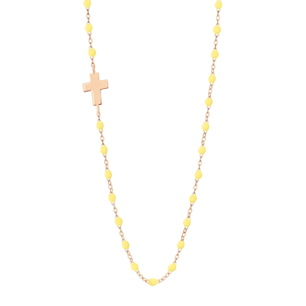 Collier Gigi Clozeau Or Rose Croix résine Mimosa