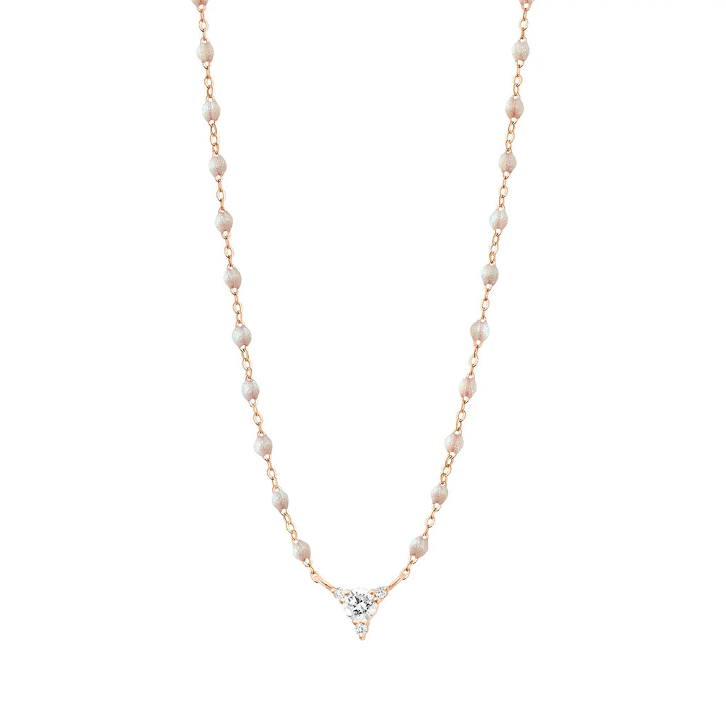 COLLIER GIGI CLOZEAU COSMOS OR ROSE RESINE BLANCHE DIAMANTS