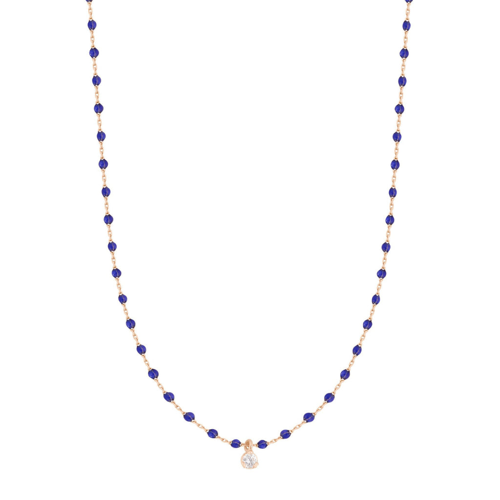 Collier mini Gigi Clozeau or rose 1 diamant résine Prusse