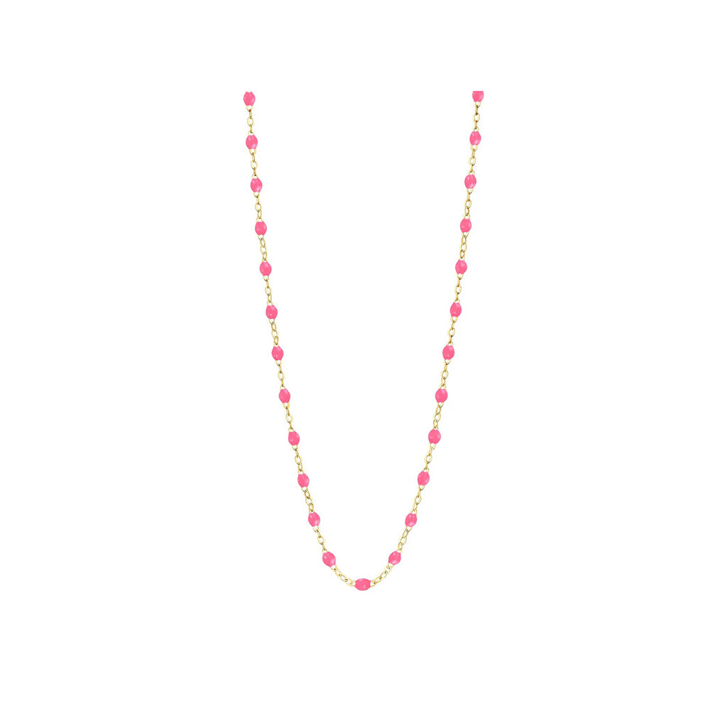 COLLIER GIGI CLOZEAU OR JAUNE 42 CM ROSE FLUO