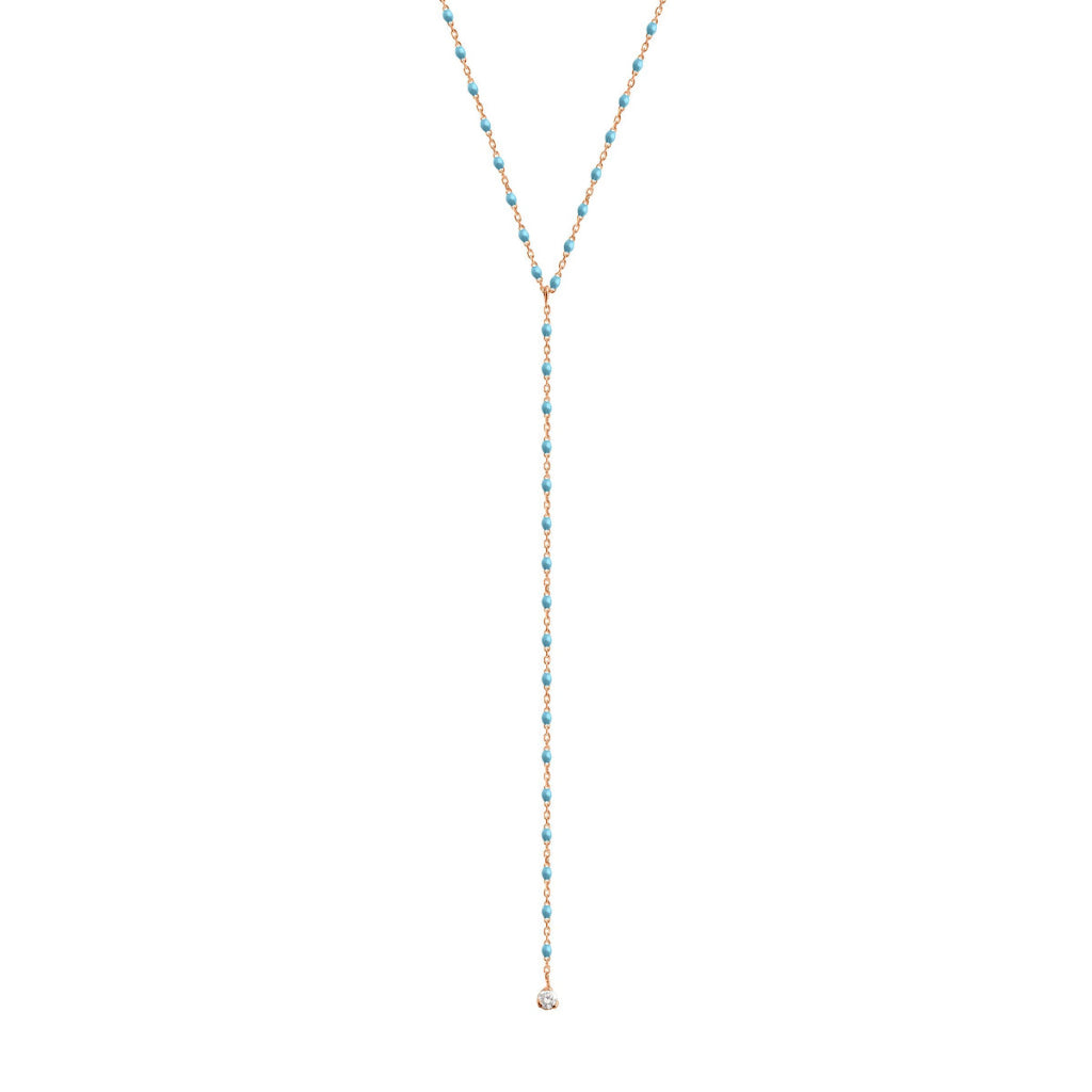 Collier Gigi Clozeau mini party or rose, perles de résine Turquoise et diamant