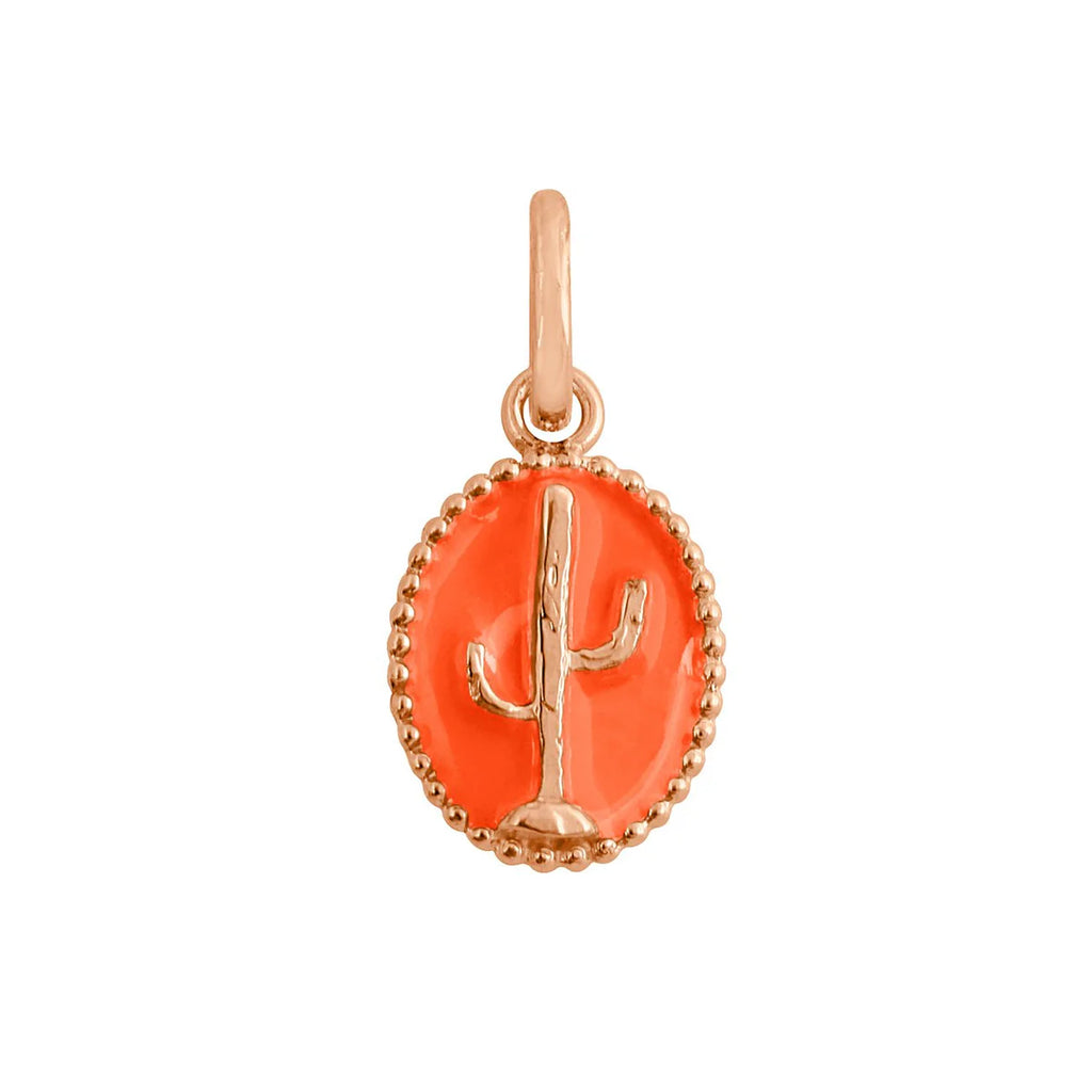 Pendentif Gigi Clozeau cactus or rose résine orange fluo