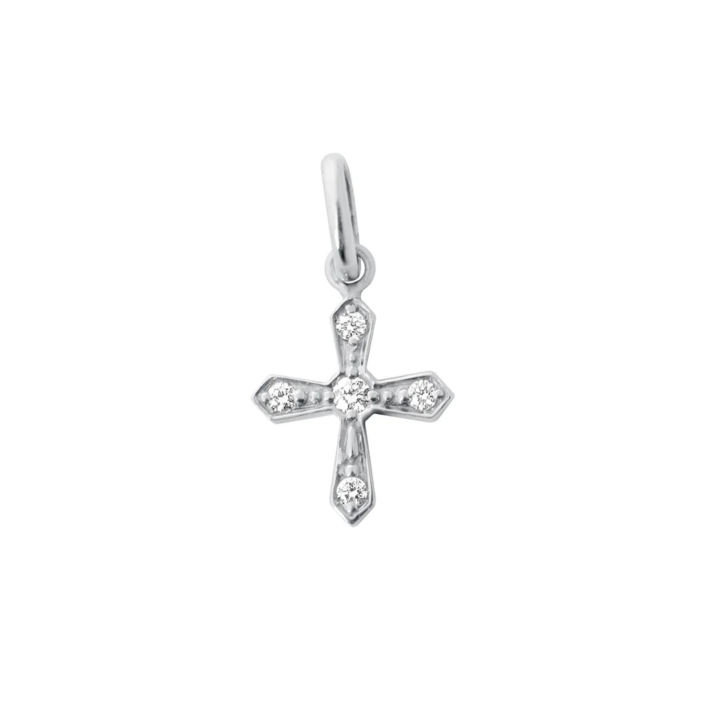 Pendentif Gigi Clozeau croix vintage or blanc et diamants