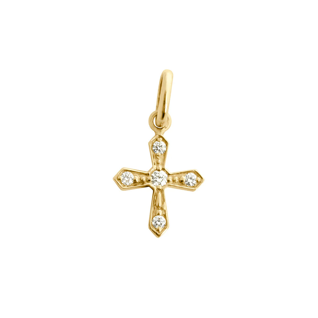 Pendentif Gigi Clozeau croix vintage or jaune et diamants