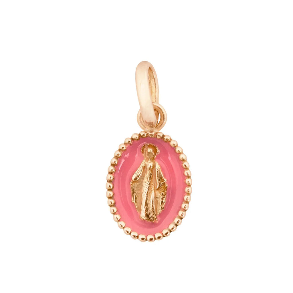 PENDENTIF GIGI CLOZEAU OR ROSE MADONE ROSE FLUO