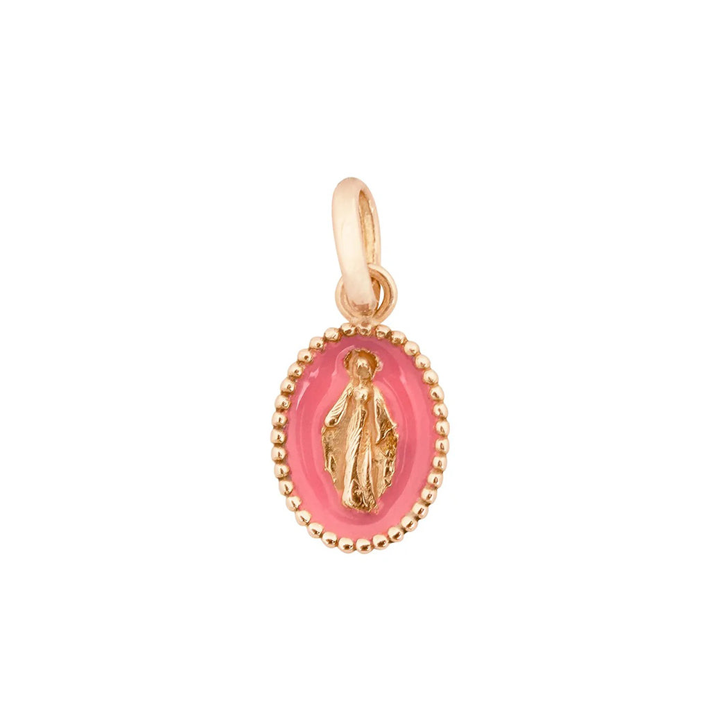 PENDENTIF GIGI CLOZEAU OR ROSE MADONE ROSE FLUO