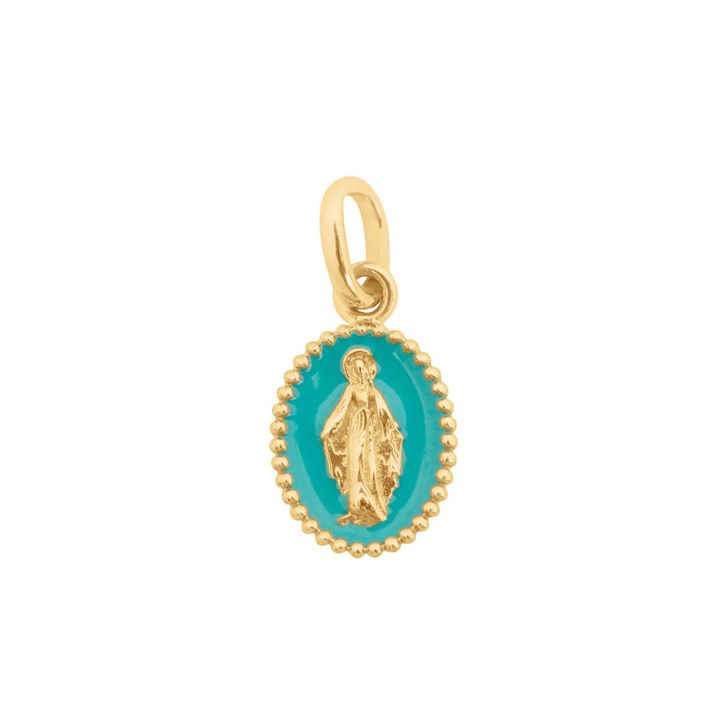 Pendentif Gigi Clozeau madone or jaune turquoise vert