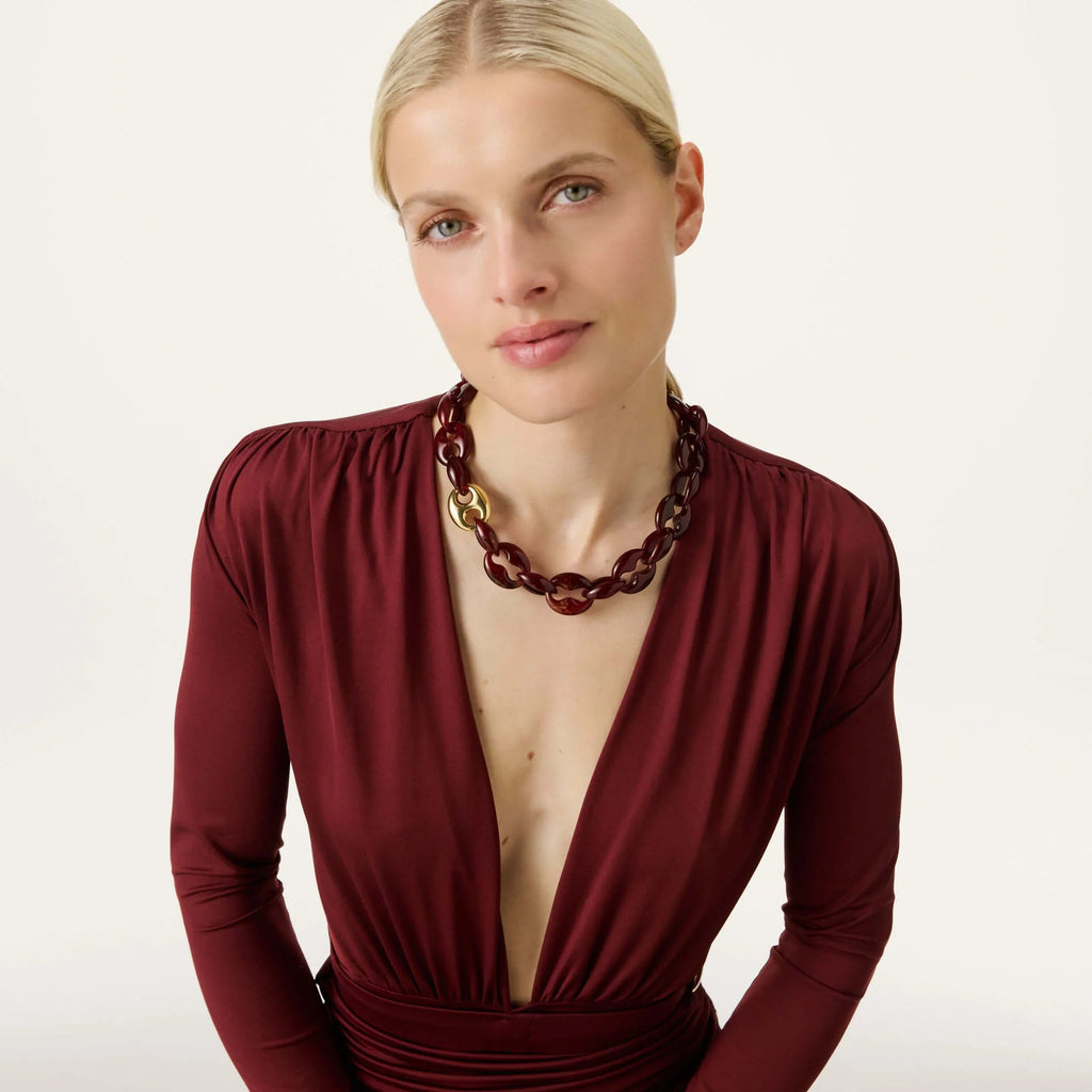 Collier Small Turtle Short bordeaux marble Vanessa Baroni