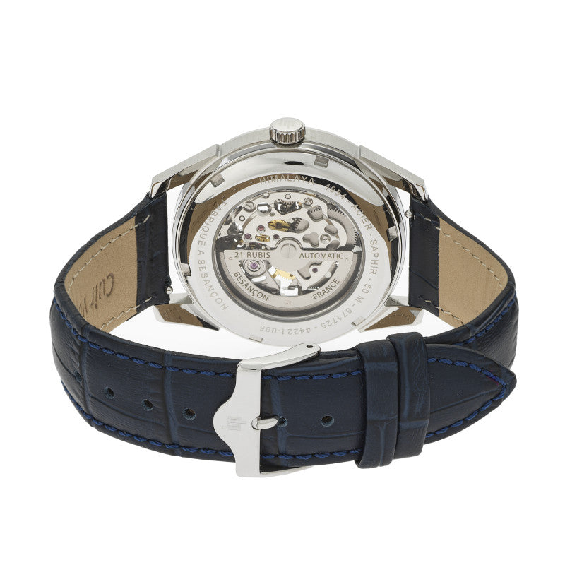 MONTRE LIP HIMALAYA AUTOMATIQUE SQUELETTE 40 MM CUIR BLEU