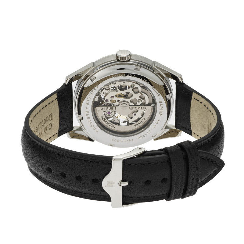 MONTRE LIP HIMALAYA AUTOMATIQUE SQUELETTE 40 MM CUIR NOIR