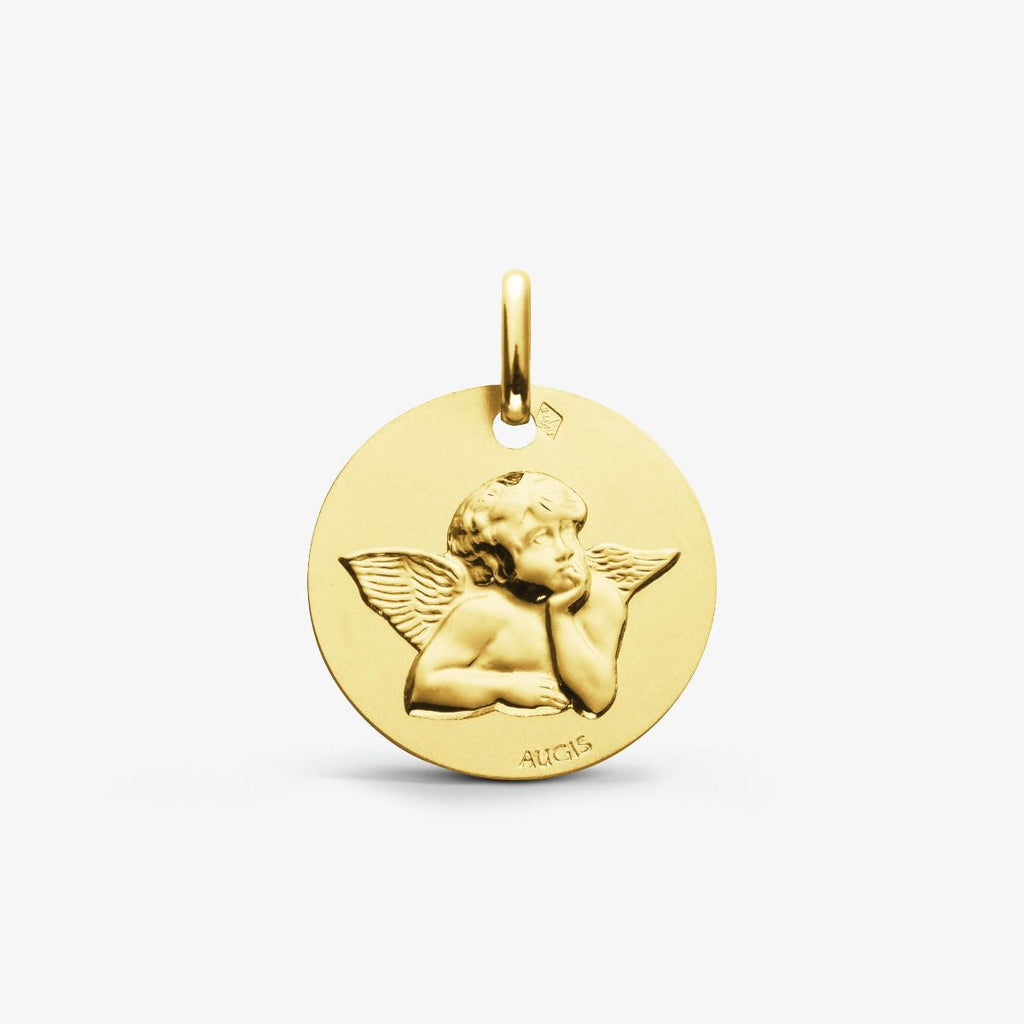 MEDAILLE BAPTEME AUGIS ANGE RAPHAEL OR JAUNE