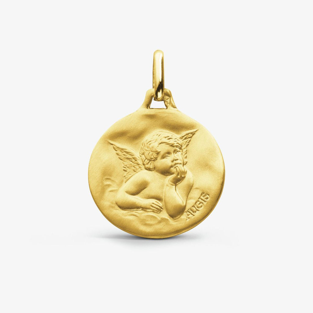 MEDAILLE BAPTEME AUGIS ANGE RAPHAEL OR JAUNE