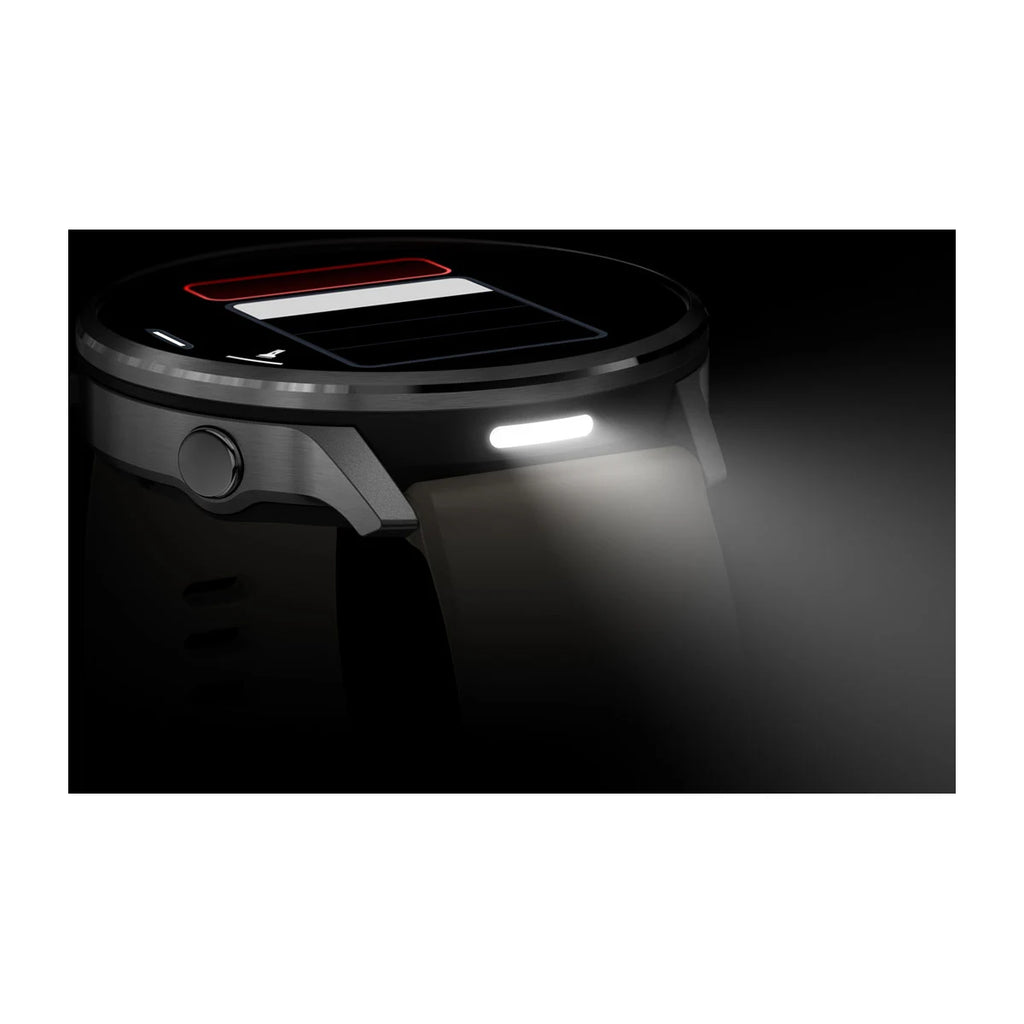 Garmin Venu 4 45 mm Silver avec bracelet silicone gris et lampe 