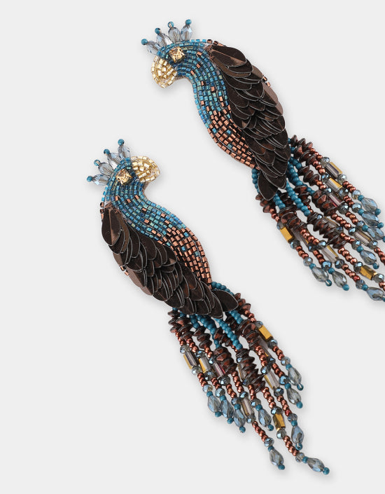 Boucles d'oreilles Olivia Dar Peacock Blue Bronze