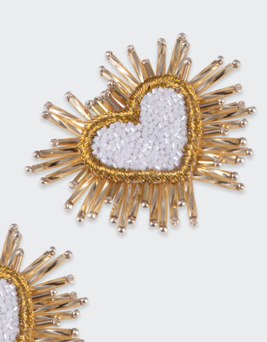 Boucles d'oreilles Olivia Dar Sparkle Heart Large White