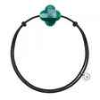 MORGANNE BELLO BRACELET FRIANDISE CORDON CHOCOLAT TREFLE AGATE VERTE