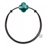 MORGANNE BELLO BRACELET FRIANDISE CORDON CHOCOLAT TREFLE AGATE VERTE