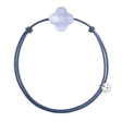 BRACELET FRIANDISE CORDON BLEU JEAN TREFLE AGATE BLEUE DENTELLE
