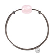 BRACELET FRIANDISE CORDON TAUPE COUSSIN QUARTZ ROSE POUDRE