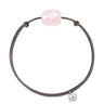 BRACELET FRIANDISE CORDON TAUPE COUSSIN QUARTZ ROSE POUDRE