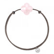 MORGANNE BELLO BRACELET FRIANDISE CORDON TAUPE TRÈFLE QUARTZ ROSE POUDRE