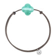 MORGANNE BELLO BRACELET FRIANDISE CORDON TAUPE TRÈFLE AMAZONITE