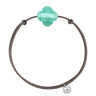 MORGANNE BELLO BRACELET FRIANDISE CORDON TAUPE TRÈFLE AMAZONITE
